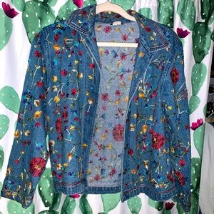 Floral Embroidered Denim Jacket